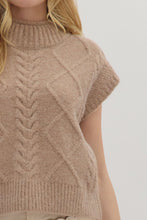 Load image into Gallery viewer, Belle- Oatmeal Solid cap sleeve mock neck sweater knit top
