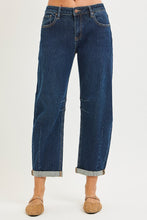 Load image into Gallery viewer, PLUS RISEN JEANS- Slouchy Cropped Barrel textured jeans PG21300 Dark
