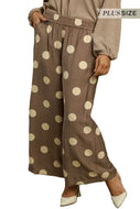 Plus UMGEE wide leg cropped mocha polka dot trouser