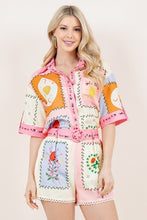 Load image into Gallery viewer, BLAIR- Two piece coastal print patch work shorts set

