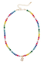 Load image into Gallery viewer, CANVAS- Ruthie Rainbow Beaded Mini Initial Necklace
