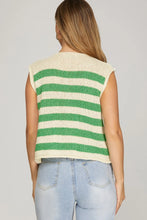 Load image into Gallery viewer, Lara- Boxy Kelly green striped sweater vest
