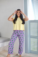 POPPY & PINE - Bold Purple Polka dot barrel pants