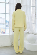 Load image into Gallery viewer, Butter Yellow French terry tracksuit set w/ piping trim and adjustable top
