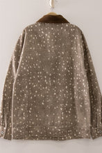 Load image into Gallery viewer, Mocha corduroy collared Bambi denim jacket
