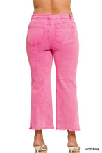 Load image into Gallery viewer, Zenana Plus washed high waisted kick flare raw hem jeans

