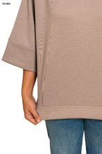 Load image into Gallery viewer, PLUS mocha SCUBA 3/4 SLEEVE PULLOVER
