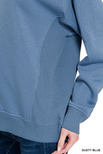 Load image into Gallery viewer, Morgan- Dusty Blue Ribbed side raglan sweatshirt
