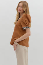 Load image into Gallery viewer, NALA - Camel animal print pipping detail top
