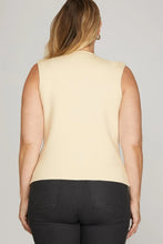 Load image into Gallery viewer, IZET Curvy sizes- Cream sleeveless vest featuring gold buttons
