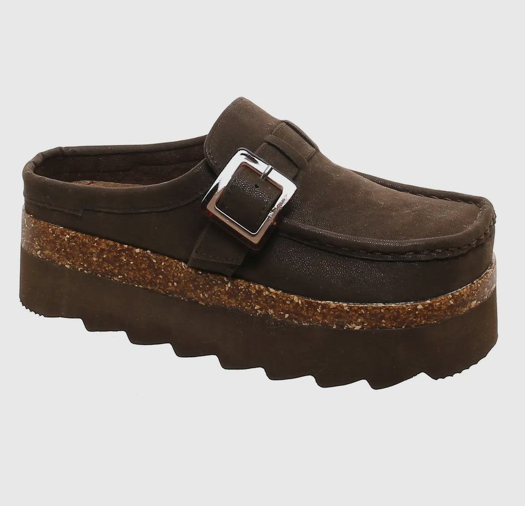 Outwoods- Chocolate Brown Chunky Platform Slip On Mule SUNDAY-2