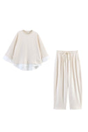 Winter white Layering effect Barel pants two piece set