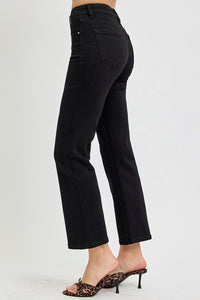 PLUS RISEN JEANS- High Rise Solid Black kick flare jeans RDP5817X