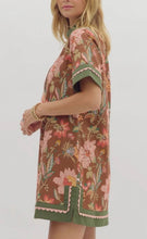 Load image into Gallery viewer, Fall Day- Autumn tones Floral Print contrast hem mini dress
