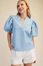 Load image into Gallery viewer, Restocked ‼️ Julia- Powder Blue textured puff sleeve top
