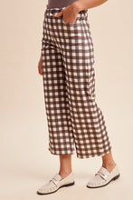 Load image into Gallery viewer, Gingham print brown comfort stretch cropped denim pants
