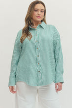 Load image into Gallery viewer, Curvy sized Nina-Kelly Green oversized button down top
