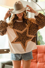 Load image into Gallery viewer, LAYLA- Oversized oatmeal leopard star sweatshirt
