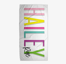 Load image into Gallery viewer, Personalized name and middle name beach towel - Preorder (two weeks from order date)
