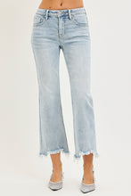 Load image into Gallery viewer, PLUS RISEN JEANS- Light wash straight step frayed hem jeans RDP5813X
