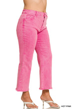 Load image into Gallery viewer, Zenana Plus washed high waisted kick flare raw hem jeans
