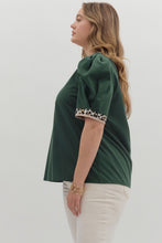 Load image into Gallery viewer, NALA - Hunter Green animal print pipping detail top
