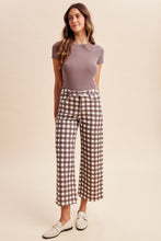 Load image into Gallery viewer, Gingham print brown comfort stretch cropped denim pants
