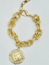 Load image into Gallery viewer, VINTAGE - Twisted Link Coin Bracelet (matte gold) BR300
