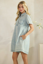 Load image into Gallery viewer, Vintage light wash denim shirt dress
