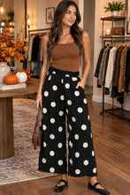 Load image into Gallery viewer, UMGEE Black wide leg polka dot trouser
