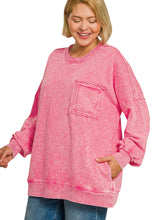 Load image into Gallery viewer, Plus Marlow- Red washed Rae edge pocket sweatshirt
