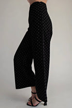 Load image into Gallery viewer, Black mini polka dot black wide leg lightweight denim
