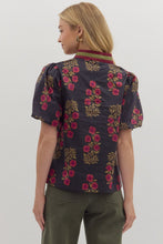 Load image into Gallery viewer, Botanical Garden- Floral print short bubble sleeve top

