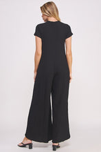 Load image into Gallery viewer, PLUS SIFNOS- short sleeve textured button down jumpsuit
