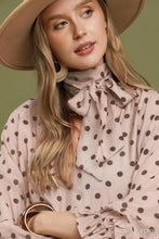 Load image into Gallery viewer, UMGEE Ecru Polka Dot Split Neck Blouse with Ruffle Cuffs

