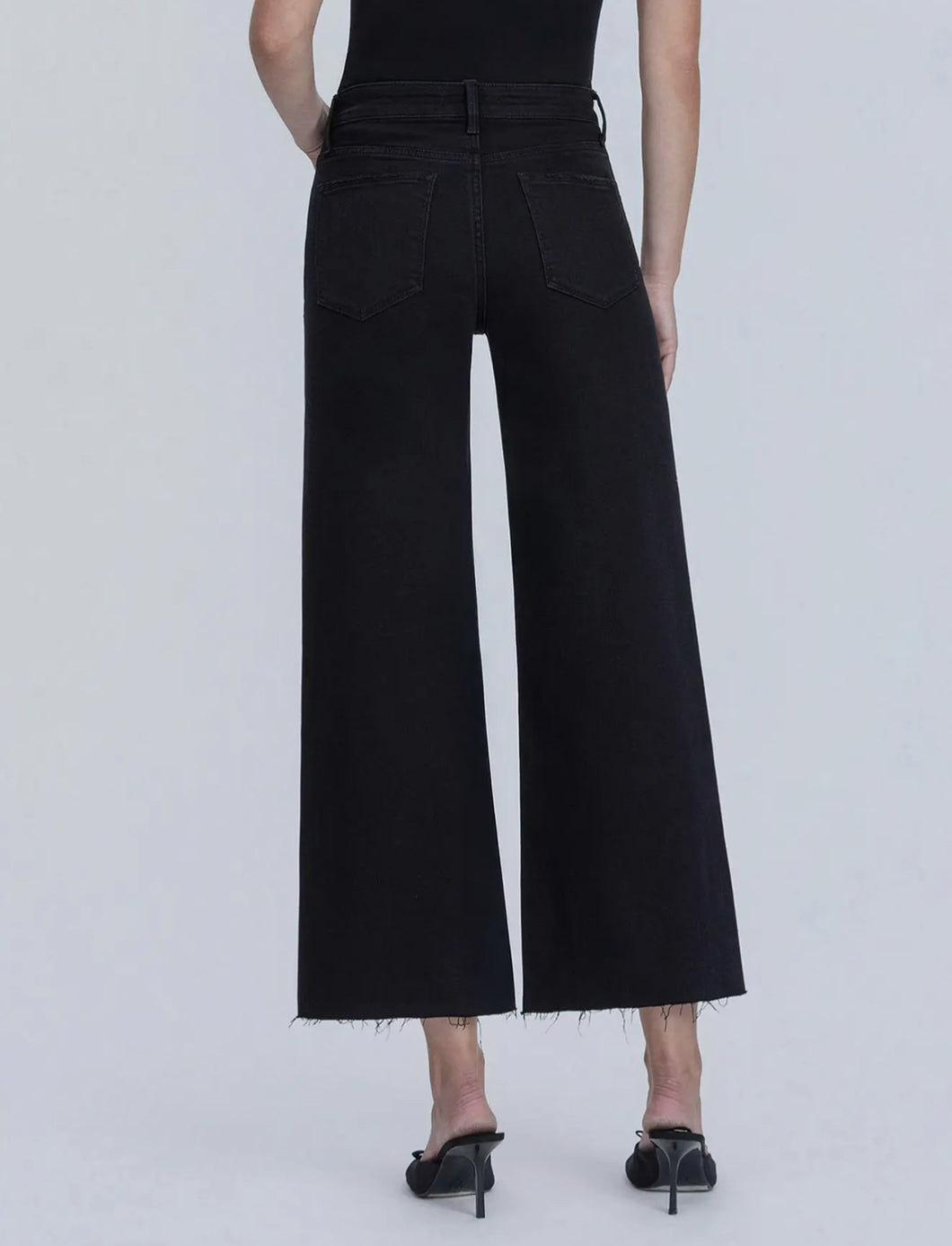Plus LOVERVET- Black High Rise raw hem wide leg  jeans LV1220BK