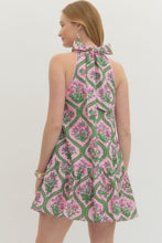 Load image into Gallery viewer, Garden- Pink botanical print sleeveless tie back dress

