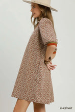 Load image into Gallery viewer, UMGEE Geometric print chestnut half zip contrast dress
