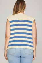 Load image into Gallery viewer, Curvy sized Lara- Boxy blue striped sweater vest
