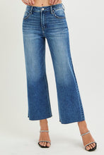 Load image into Gallery viewer, RISEN JEANS- Tummy control High Rise Raw hem wide leg cropped jeans
