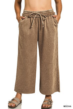 Load image into Gallery viewer, Plus Washed mocha fleece two piece cropped wide leg sweatsuit
