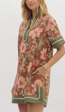 Load image into Gallery viewer, Fall Day- Autumn tones Floral Print contrast hem mini dress
