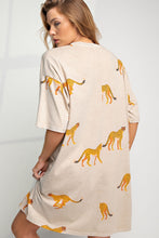 Load image into Gallery viewer, SAFARI- Khaki cheetah print oversized tshirt dress with pockets
