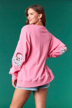 Load image into Gallery viewer, Pink Sequin Santa Claus oversized sweatshirt
