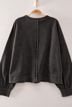 Load image into Gallery viewer, Black mineral washed two piece jogger set
