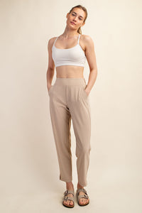 PLUS TWYLA- Natural designer inspired crinkle woven ankle pants