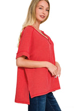 Load image into Gallery viewer, Basic ruby red ribbed V-neck top
