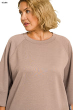 Load image into Gallery viewer, PLUS mocha SCUBA 3/4 SLEEVE PULLOVER
