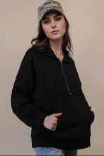 Load image into Gallery viewer, Plus black scuba half zip sweatshirt
