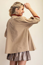 Load image into Gallery viewer, Ayla- Taupe high half zip collar puff sleeve top

